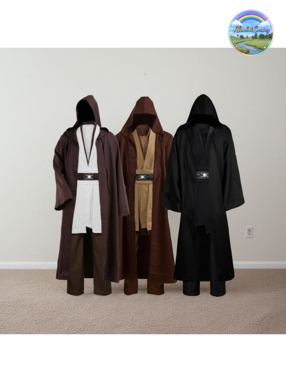 Mens Knight Hooded Robe Full Set Tunic Costume Cosplay Cloak